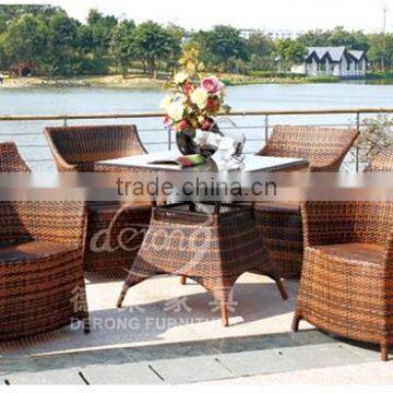 PE rattan wicker baroque sala outdoor dining table sets outdoor furniture