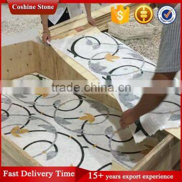 Castle hanging flower pattern no gap natural marble waterjet mosaic floor tiles