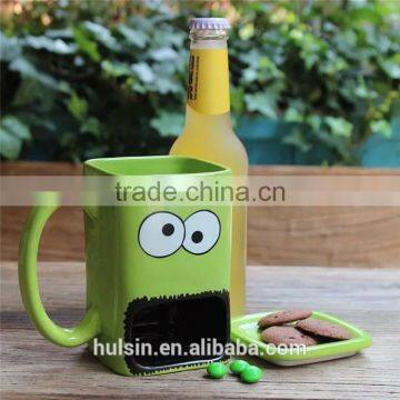 Creative Square Shape Biscuit Mug With Funny Face photo-2