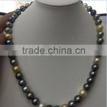 11-12mm Multicolors South Sea Pearl With Gold Clasp Necklace photo-2