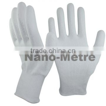 NMSAFETY 13 gauge white nylon and HPPE liner coated white PU on palm work anti cut and cut resistant gloves