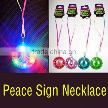 hot flashing peace sign necklace