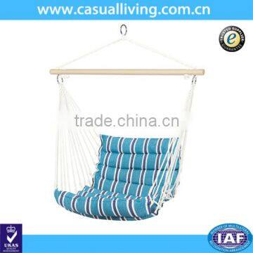 Deluxe Padded Cotton Hammock Hanging Chair for Indoor Outdoor Use