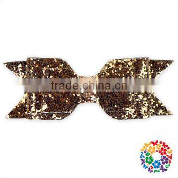 2016 New Design Kids Ladies Hair Bows Plain Gold Adorable Bows Fashion Sequin Bow With Clip