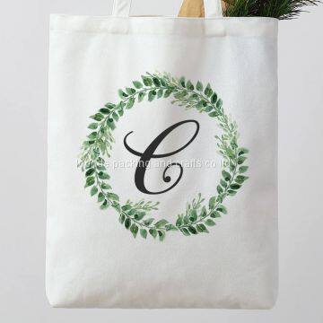 Bridesmaid Tote Bag Personalized Wedding Tote Bag Floral Tote Bag white beige Tote Bag monogrammed bag Canvas Tote Custo