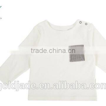 Wholesale Soft Cotton 0-2years Infant Toddler Shirts Long Sleeve White T-shirt photo-4