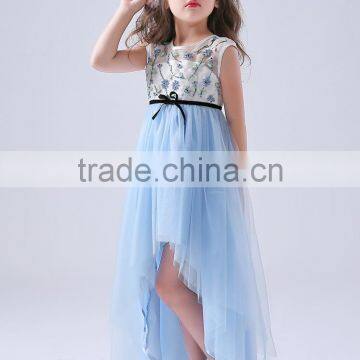 Sleeveless Flower Girls Dress 2017 Girls Short Front Long Back Beading Appliques Princess Party Dresses photo-3
