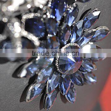 Women Fashion Crystal Gem Stone Flowers Pendant Chain Necklace photo-4