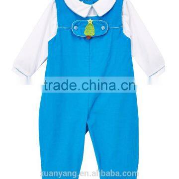 High quality new baby set white shirt and blue pant ,two piece fall long sleeves baby boy/girl clothes,kids wear