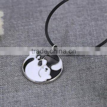 High End Metal Enamel Yin Yang Cat Necklace Black and White Animal Pendant Necklace for Couple photo-2