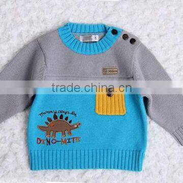 Dinosaur Design Baby Pullover Modern Patchwork Knitting Sweater photo-2