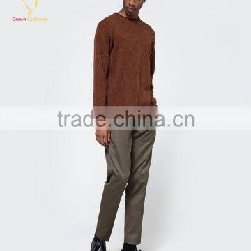 Knitting Pattern Crew Neck Men Cashmere Sweater Autumn Solid Color photo-2