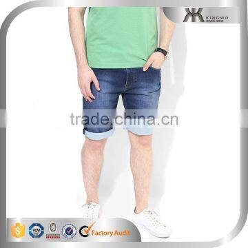 Man Rolled Design Washed Denim Shorts Men Regular Rise Jeans Shorts