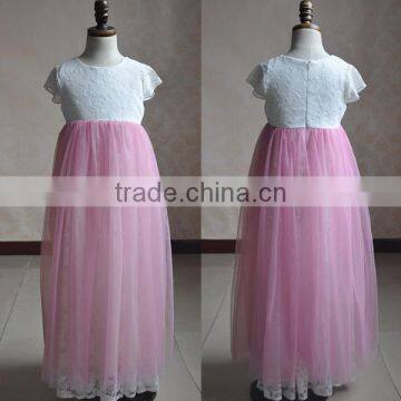 Baby Girls Pink Tulle Dress Floral Girls Long Dress photo-5