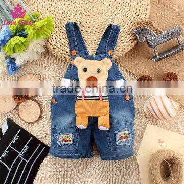 New Design Kids Summer Clothing Children Denim Short Overalls Baby Fashion Strap Jeans Pants