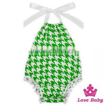 St.Patricks Day Fancy Baby Boutique Outfits Pictures Kids Wearing Jumpsuit Printed Hairball With Rabbit Ear Headband Romper photo-2