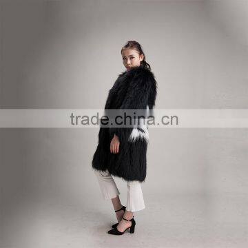 Myfur Wholesale Black Winter Warm Raccoon Fur Hood Knitted Fur Jacket For Women photo-3