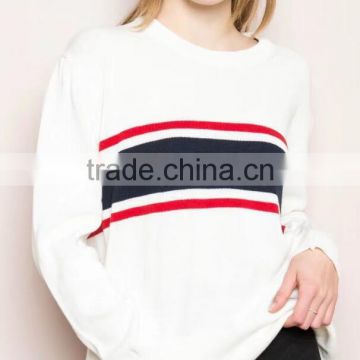 Runwaylover 140 Ladies 2017 Autumn Round Neck Knitted Stripe T-Shirt