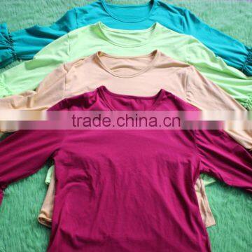 Plus Size Cotton Mom Shirts Solid Color Ruffle Top 3/4 Sleeves Lady Blouse Wholesale Mom Top Spring Summer Women Clothes photo-3