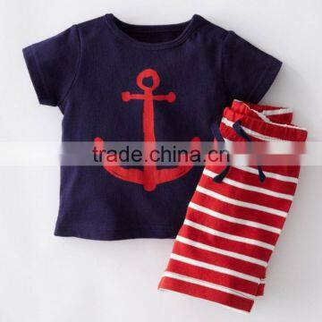 Wholesale 100% Cotton Summer Children Clothing Set for 2-7 Y Boy