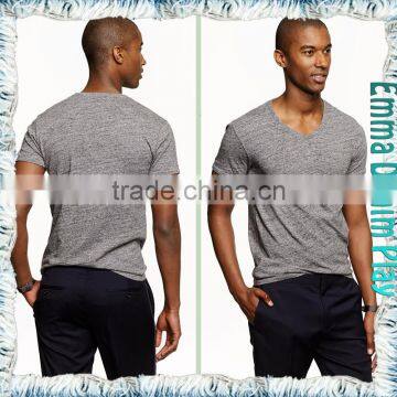 New Style Mens Best Organic Grey Cotton Muscle Fit V Neck T-Shirts Tops Apparel Suppliers photo-3