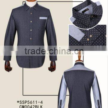 New Design 100% Cotton Dot Denim High Fashion Casual Shirts for Men photo-2