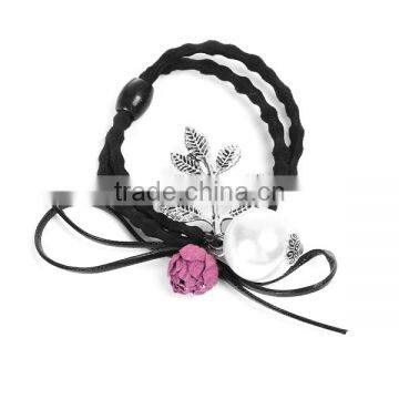 Acrylic Hair Ties Leaf Deep pink Flower