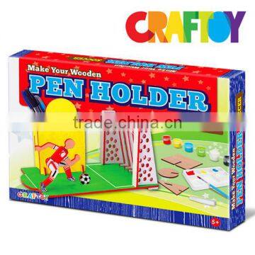 Natural Wood Kit Color Your Wooden Soccer Pen Holder photo-2