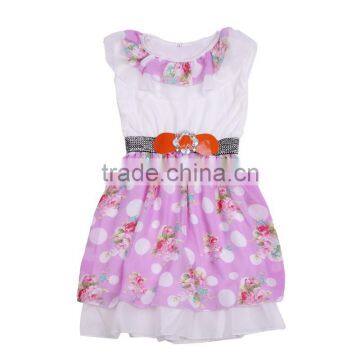 2015 Summer wholesale kids Dress children Chiffon Dress Polka Dots Dress Girl Dress Lavender Dress