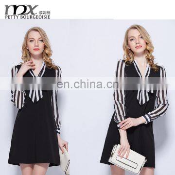 Pictures office dress for ladies 2016 white and black stripe office dress latest