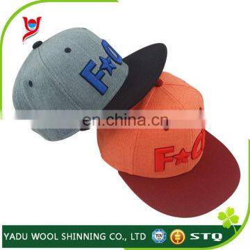 2017 DIY 6 panels leisure tourism sport mulriple use 3d embroidery wool acrylic snapback cap