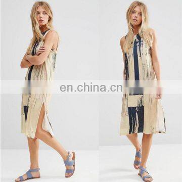 2017 clothing factory OEM women print simple long dress maxi dress