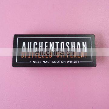 high quality rectangle shaped black plate custom engraved logo soft enamel magnetic name badge