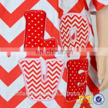 2019 Valentine Day Red and White Chevron Dress Baby Pakistani Baby Cotton Dress Wholesale Children's Boutique Clothing photo-5