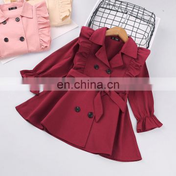 2020 autumn children's girls solid long coat