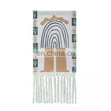 Home Decoration Wall Hanging Machine Woven Art Tapestry With Tassels photo-2