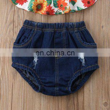 Drop Shipping Newborn Clothing Set Summer Baby Girls Sunflower Full Print Tops Dress & Shorts Pants Outfits Clothes photo-6