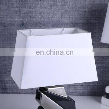 Western Modern Design Geometric Modeling White Ceramic Base Bedside Table Lamps for Home Decor photo-2