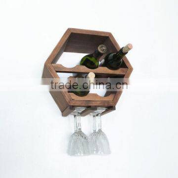 Custom decorative wooden glass holding brackets, wood wine wall shelf