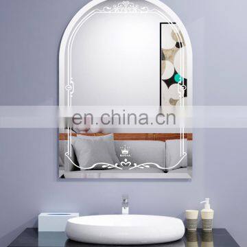 Wall Mounted Fancy Patterns Printing Decorative Silver Bathroom Mirror photo-3