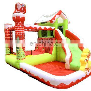 Inflatable Bounce House Jumping Castle with Air Blower, Christmas Santa Clause Play House Inflatable Kids Slide Christmas