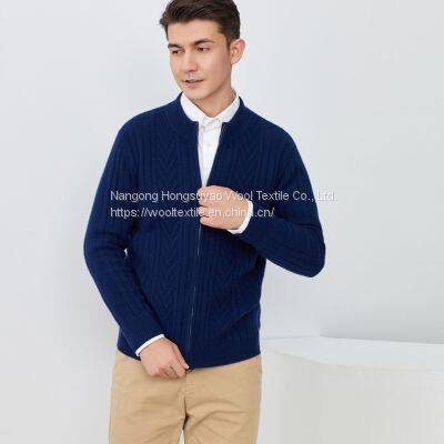Custom Men Antumn Zipper Sweater 100% Cashmere Casual Plus Size Sweater Pullover