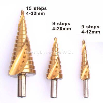 Step Drill Bit Set, HSS Cone Drill Bit with 1/4