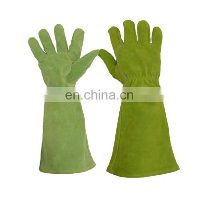 HANDLANDY Natural Green cowhide Wholesale Safety cow Leather Working Garden Glove