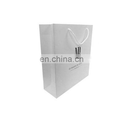 Custom lamination logo printing waterproof white gift paper bags with handle