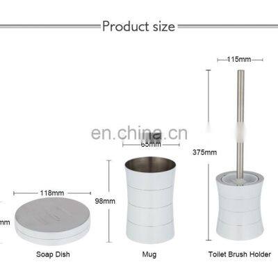 Eco Friendly Luxury Bathroom Toiletry Set Toilet Brush Holder Stainless Steel Bath Accessories Set photo-2