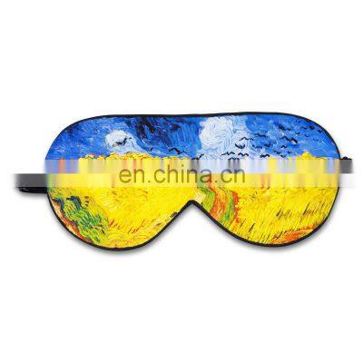 16mm 22 Momme Luxury Print Satin Face Sleeping Personalised Printed Sleep Eyemask Nap Silk Eye Mask for Sleep