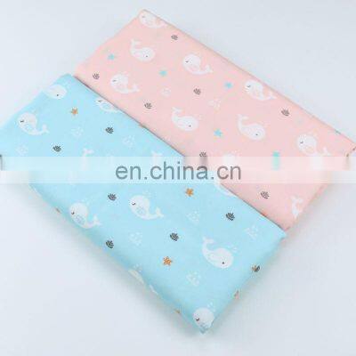 60s cotton satin cartoon little whale print fabric baby cotton bag bedding fabric wholesale