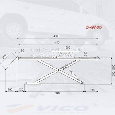 On Ground Install Ultra Air Hydraulic Thin Scissor Car Lift Machine on Hot Sale #V-JSDB-C-8140 photo-3