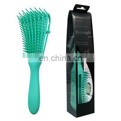 Custom Logo Soft Bristle Curve Hand Held Hair Detangler Brush Comb